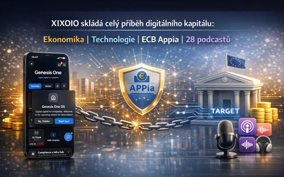 XIXOIO skládá celý příběh digitálního kapitálu: ekonomika, technologie, ECB Appia a 28 podcastů v Genesis One OS 1.9.0