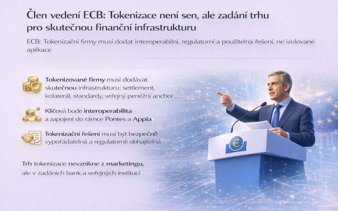 ECB: tokenizace může přinést zisky, jaké předchozí vlny finanční techniky nepřinesly. Tokenizace má význam podobný vynálezu automobilu.